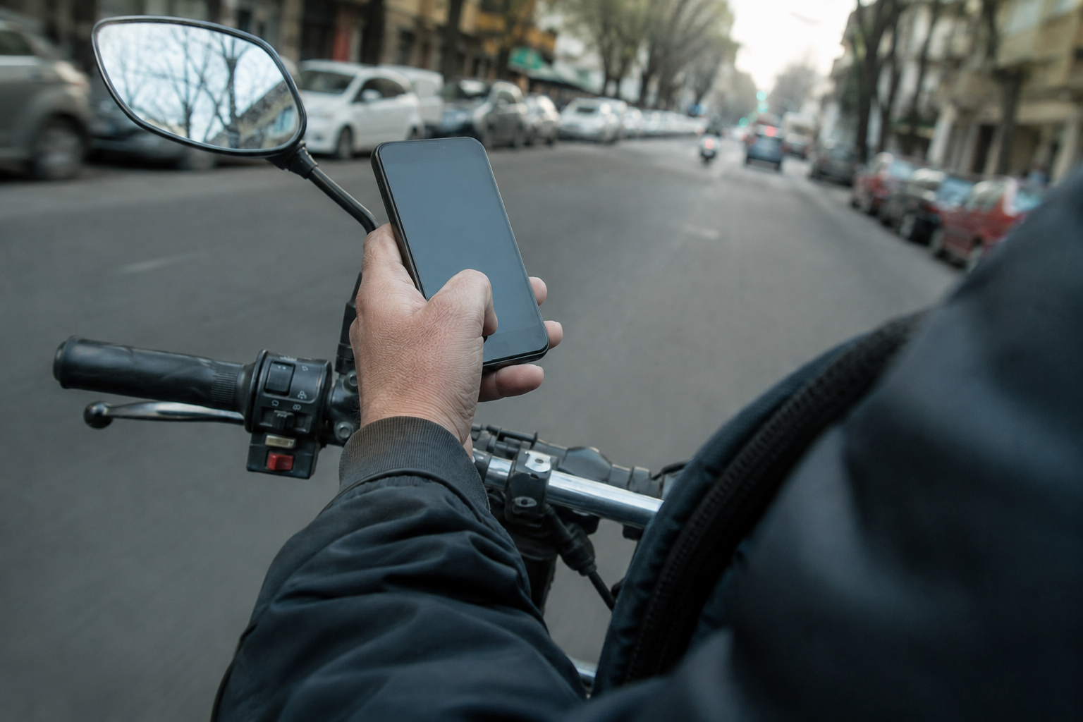 Mano sosteniendo el celular sin soporte